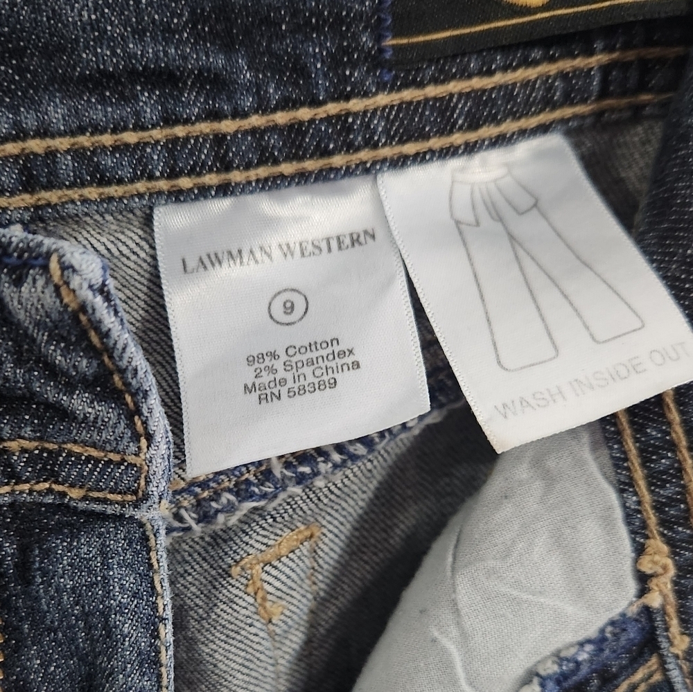 Lawman western bootcut women jeans bling cowgirl denim rodeo Nashville size 9 - Picture 5 of 11